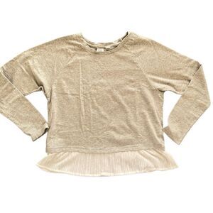 Gap girls youth Large 10 NWOT grey minimalist casual blouse white skirt hem flar